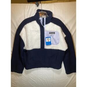 Columbia Women's Lodge Sherpa Pullover, Dark Nocturnal/Sea Salt/Snowdrift, M